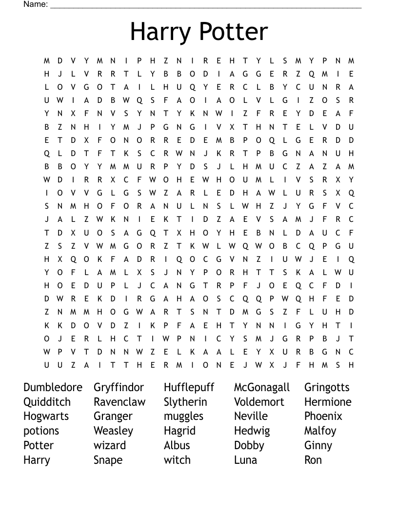 Harry Potter Word Search