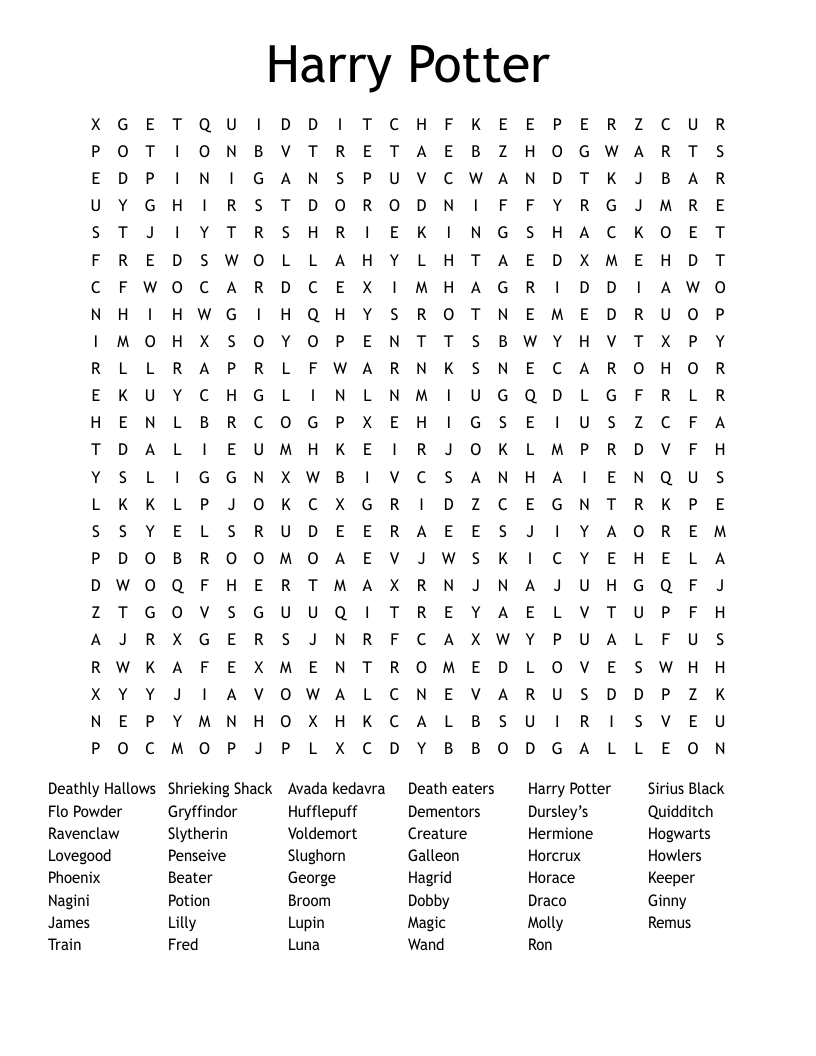 Harry Potter Word Search