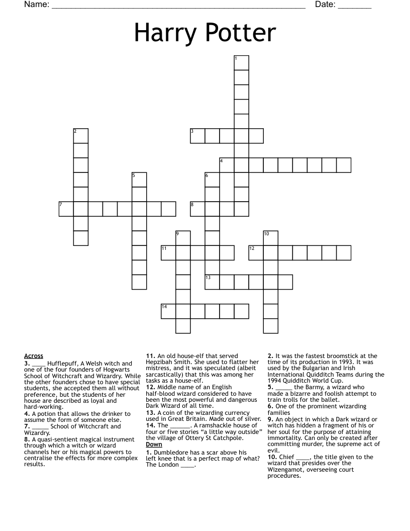 Harry Potter Crossword