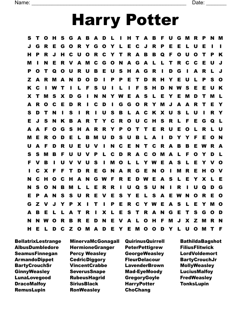 Harry Potter Word Search