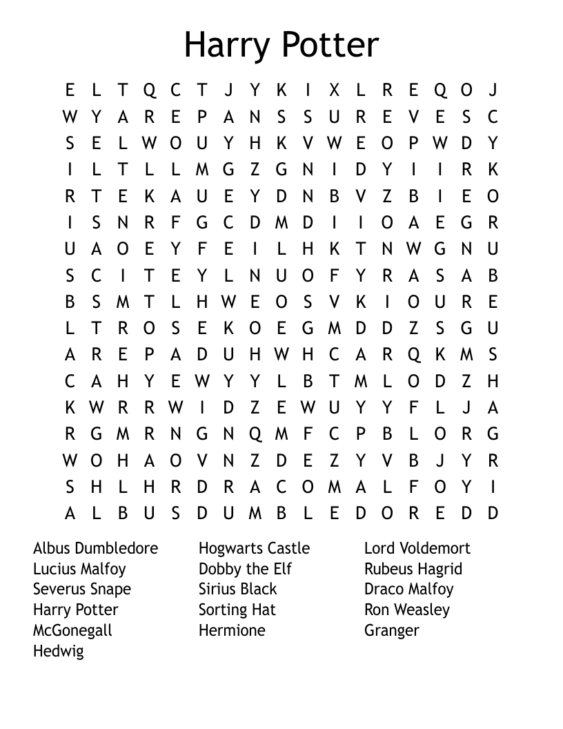Harry Potter Word Search