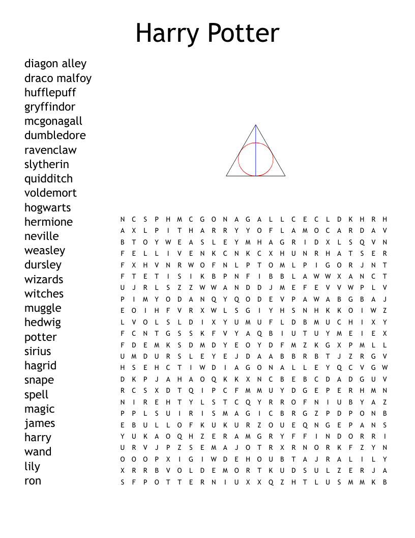 Harry Potter Word Search