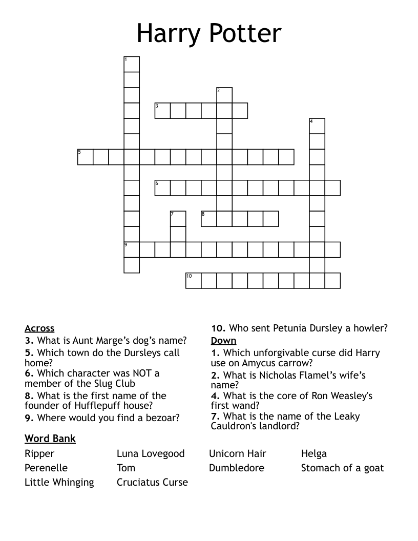 Harry Potter Crossword