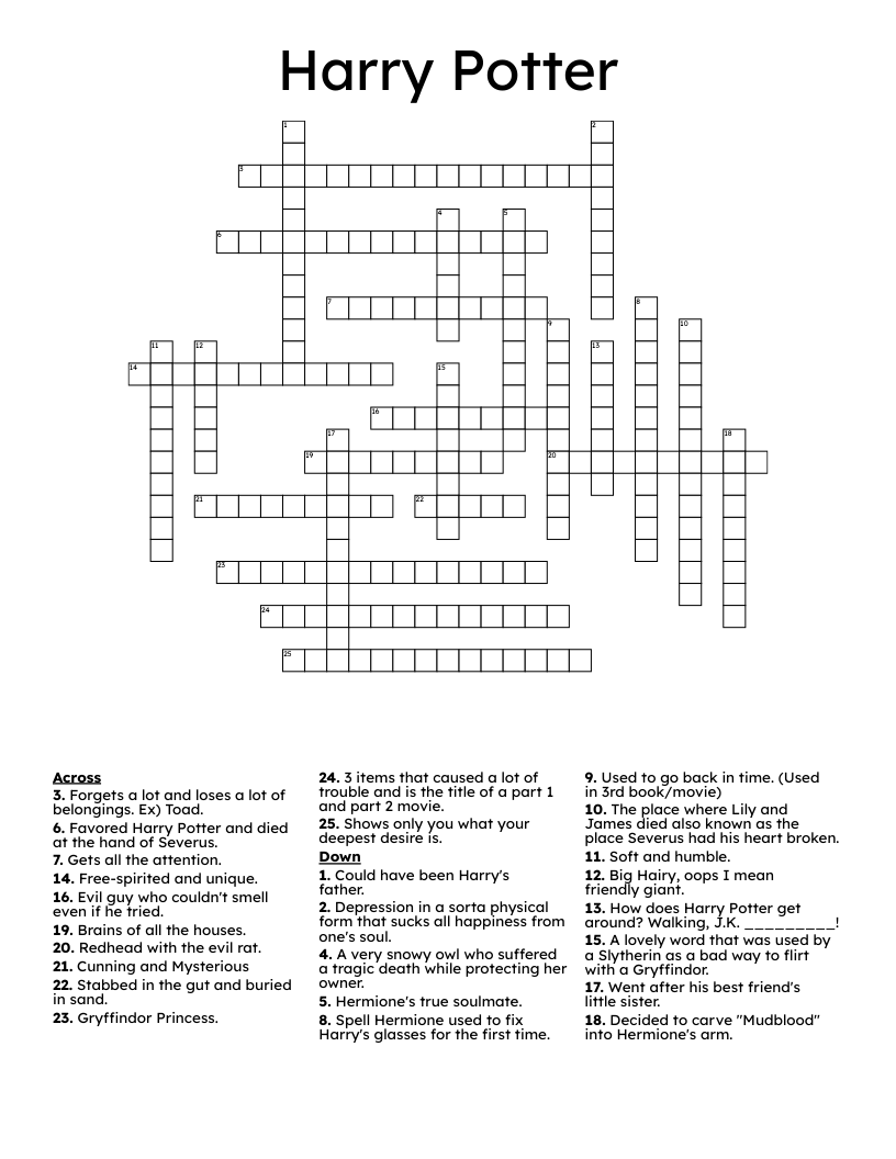 Harry Potter Crossword