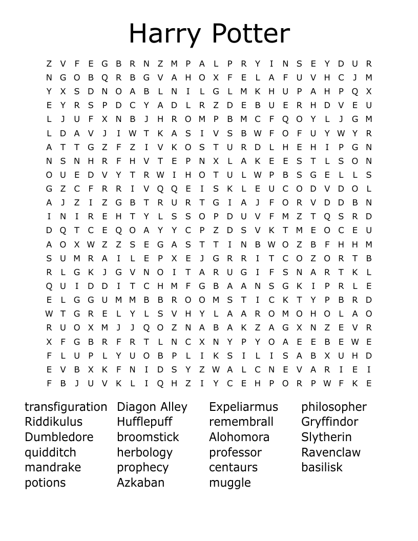 Harry Potter Word Search
