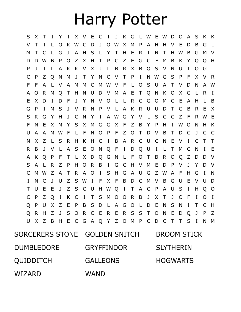 Harry Potter Word Search