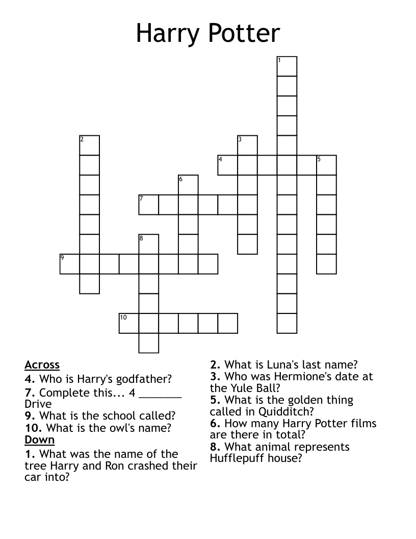Harry Potter Crossword