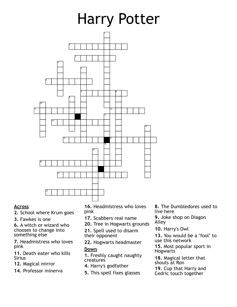 Harry Potter Crossword