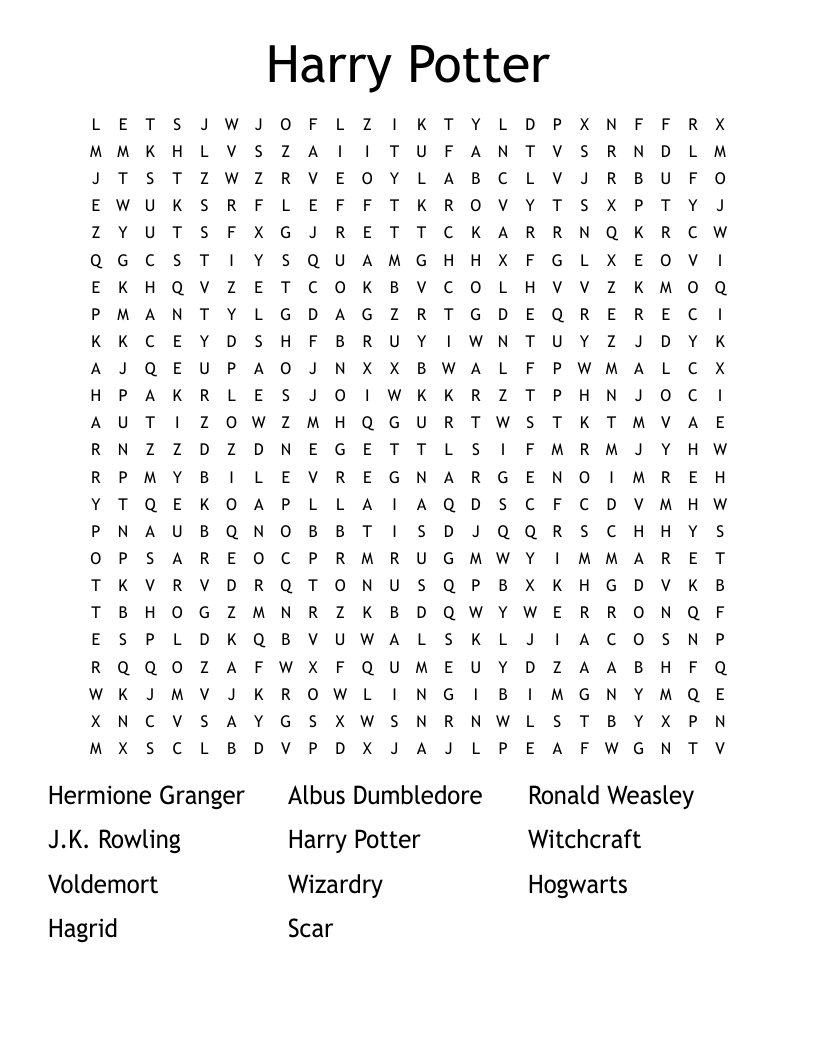 Harry Potter Word Search