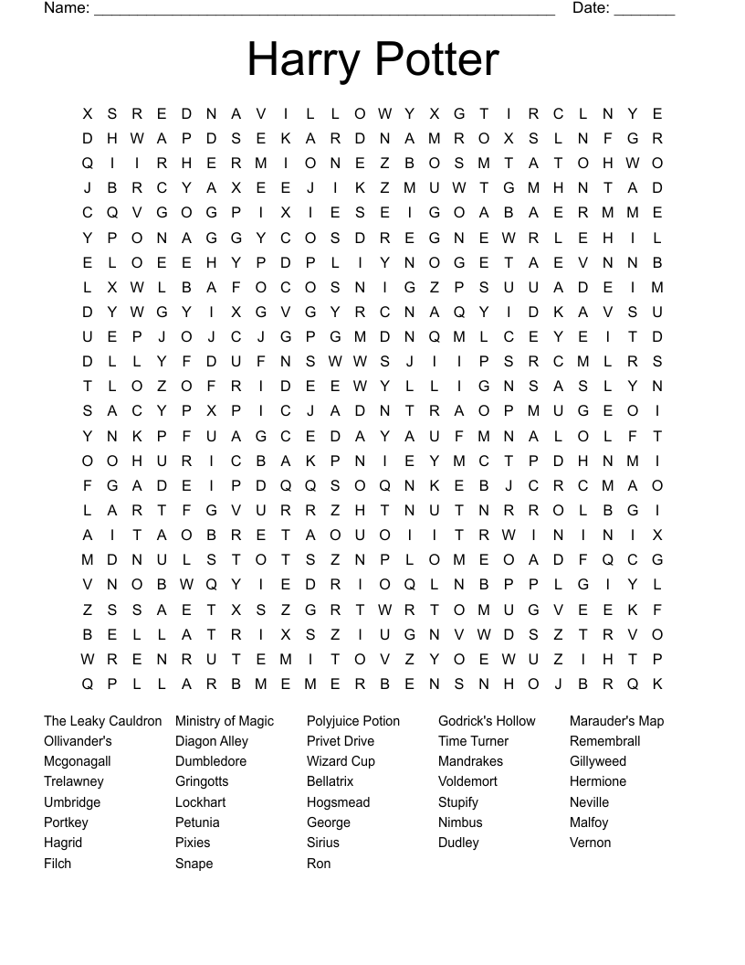 Harry Potter Word Search