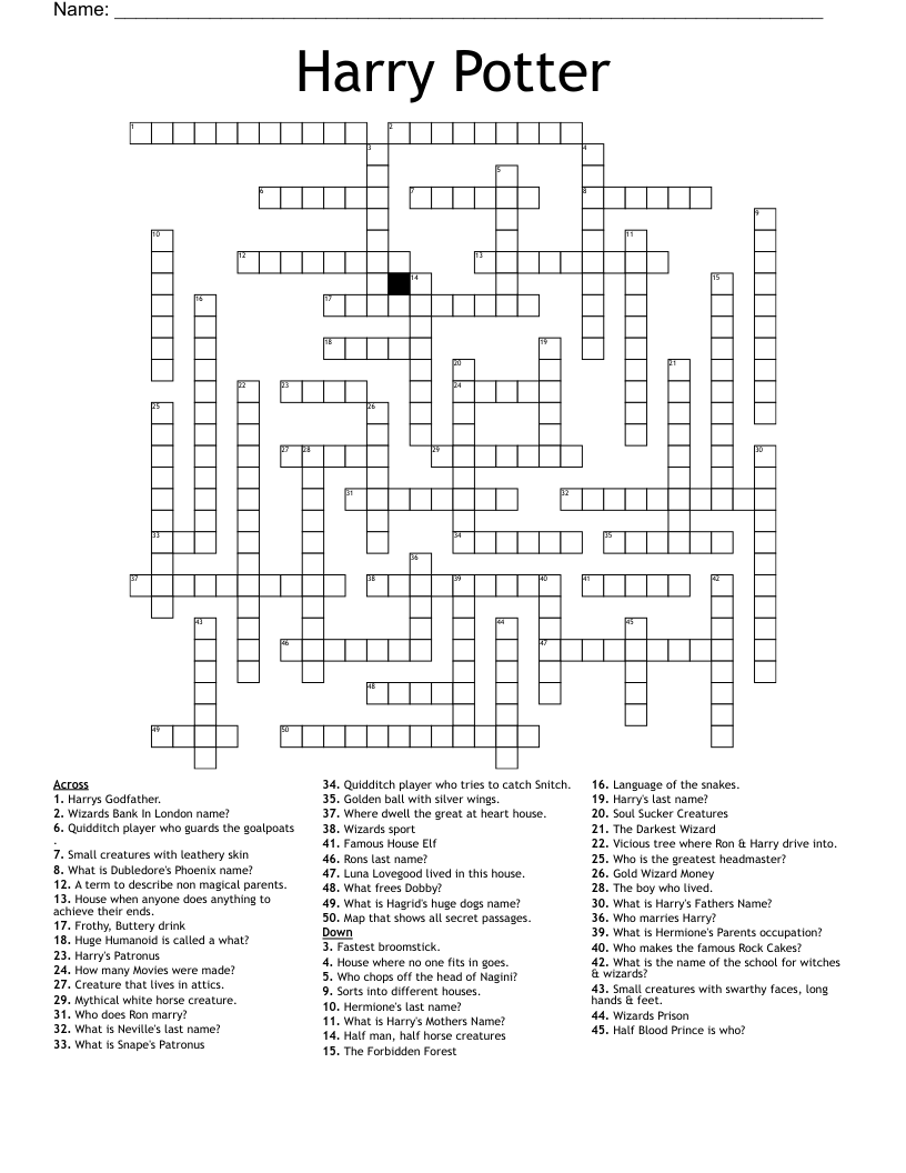Harry Potter Crossword