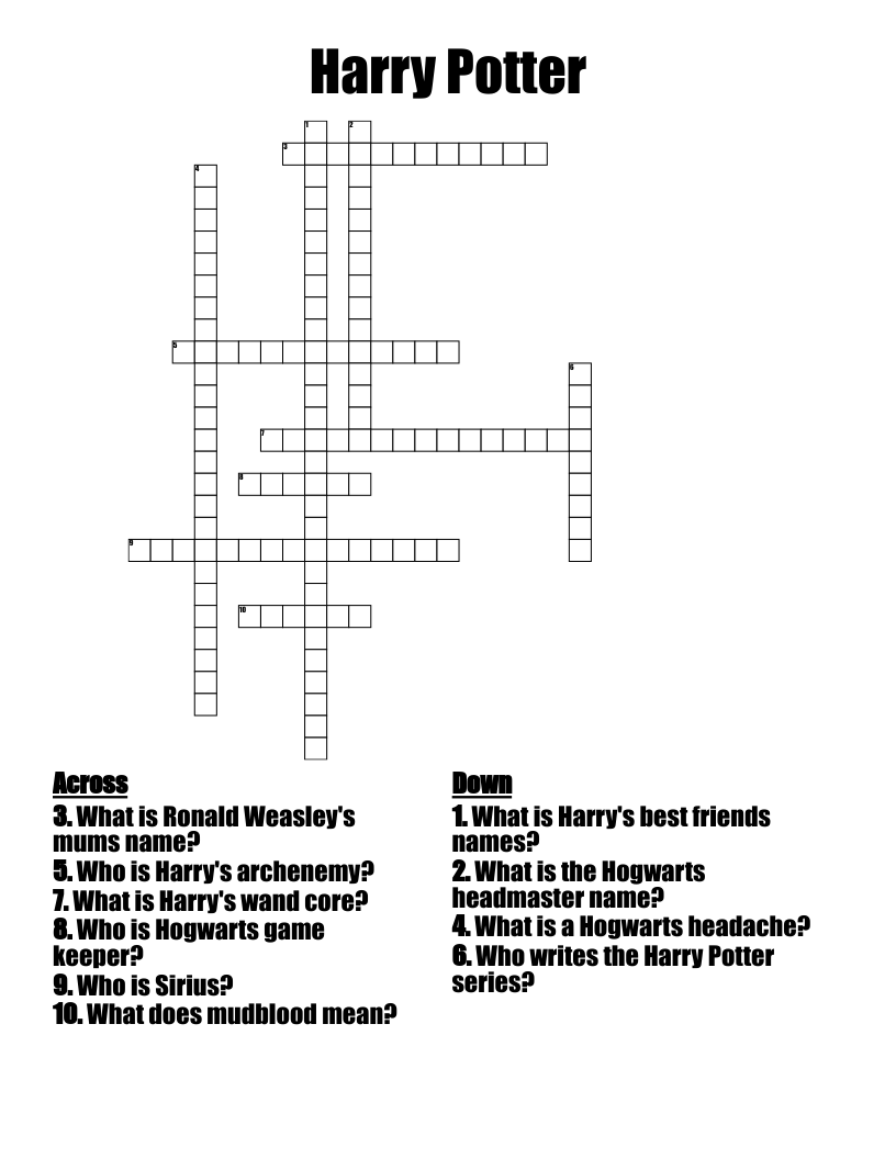 Harry Potter Crossword