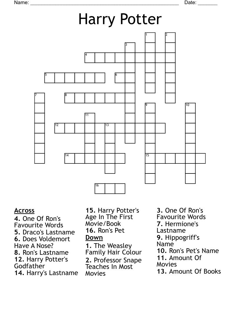 Harry Potter Crossword