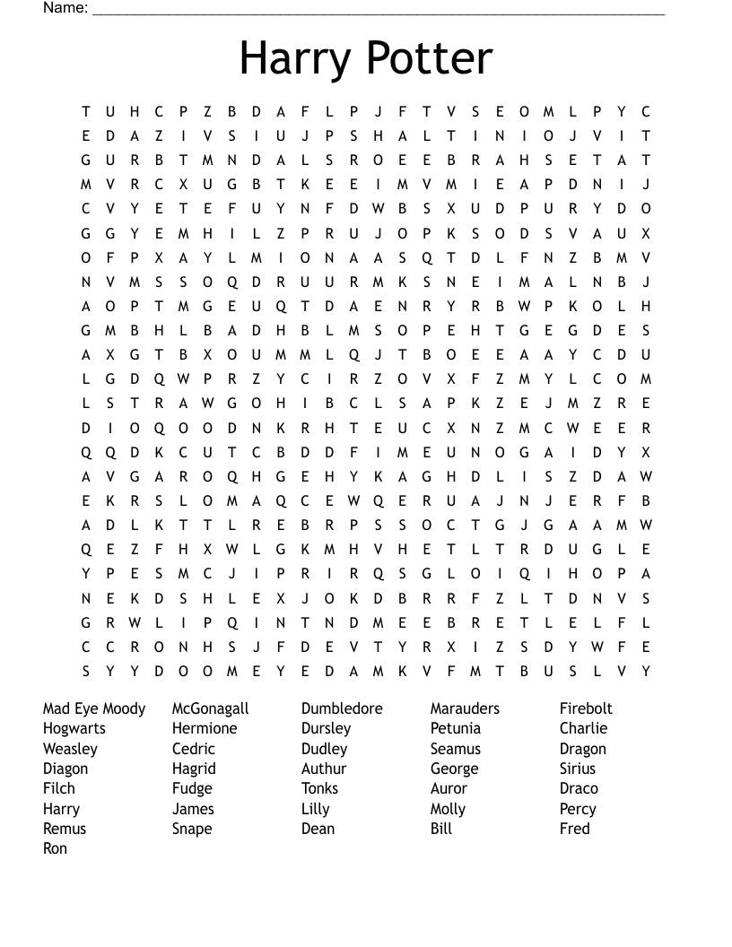 Harry Potter Word Search