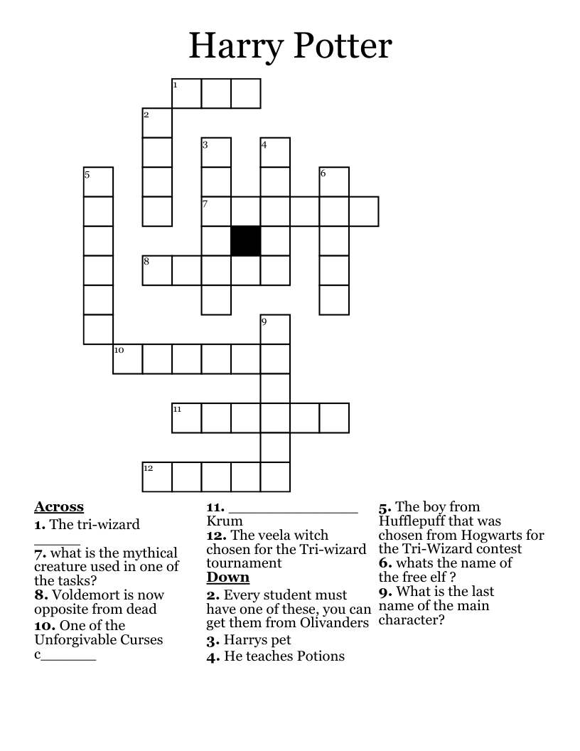 Harry Potter Crossword