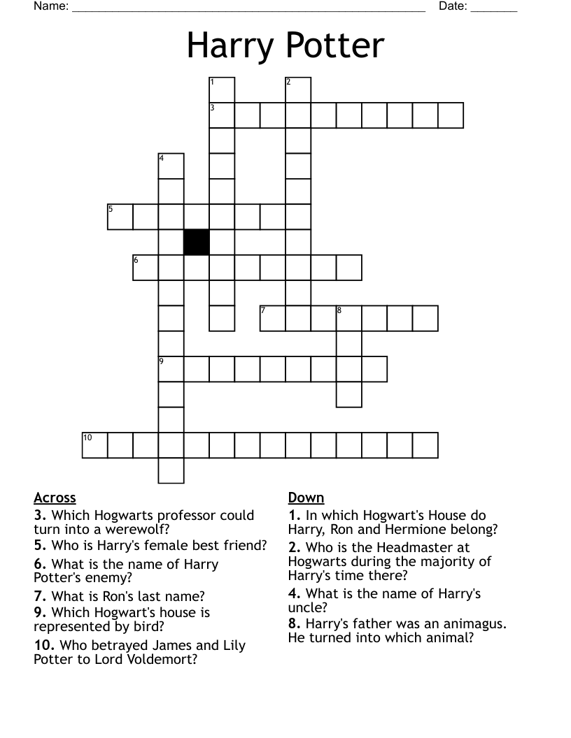 Harry Potter Crossword