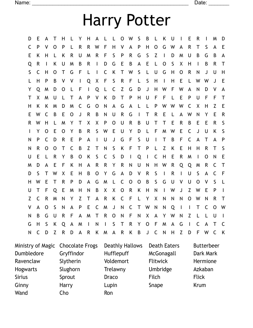 Harry Potter Word Search