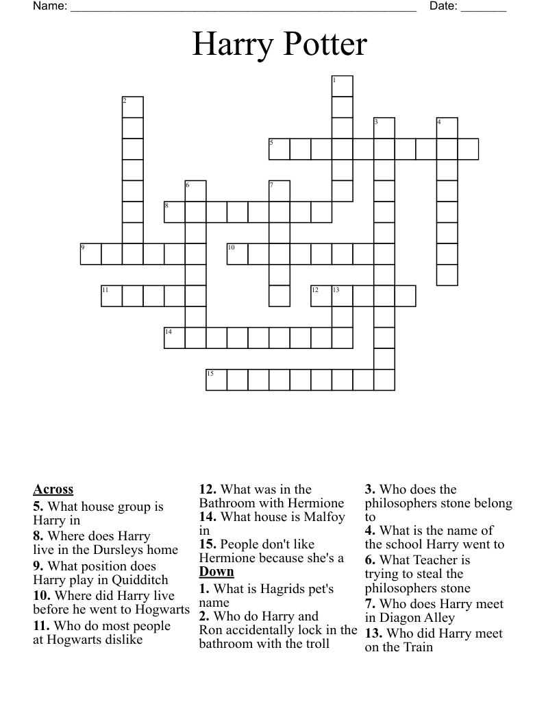 Harry Potter Crossword