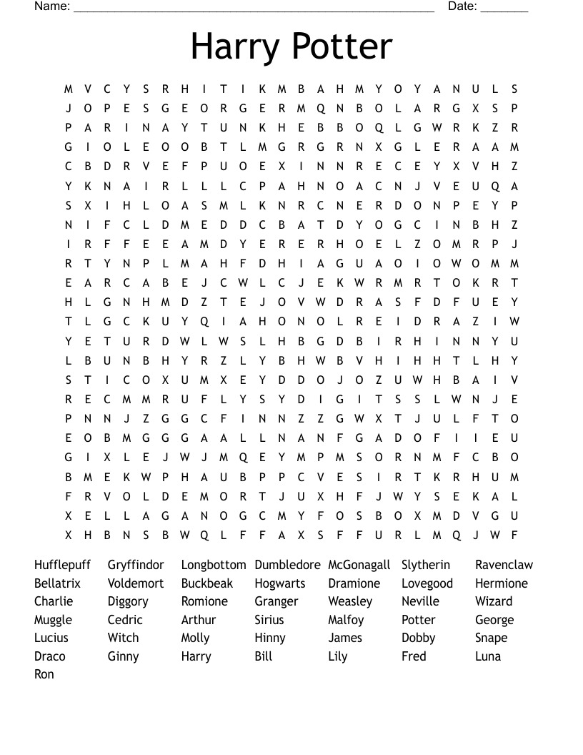Harry Potter Word Search
