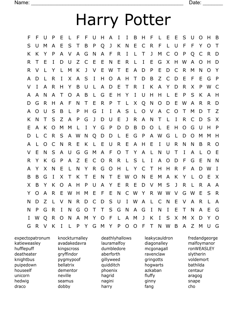 Harry Potter Word Search
