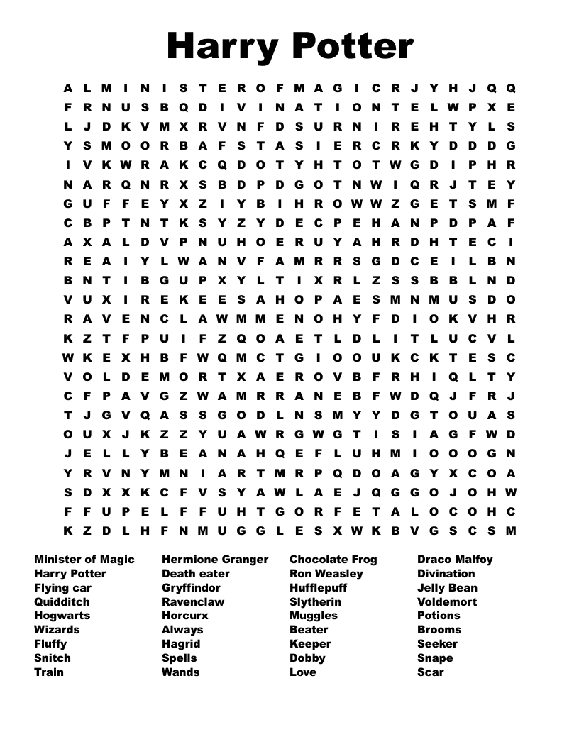 Harry Potter Word Search