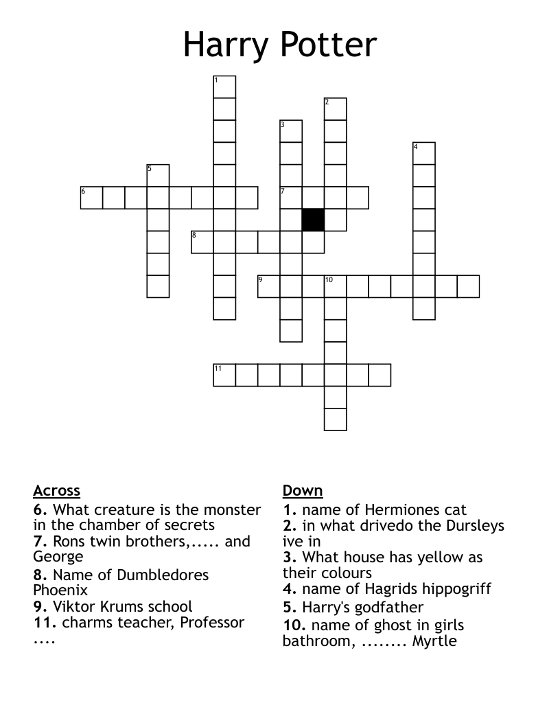 Harry Potter Crossword