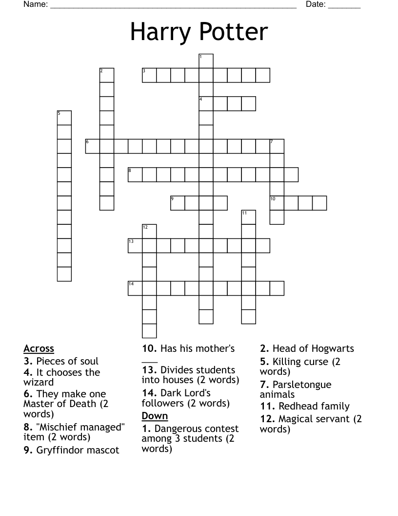 Harry Potter Crossword