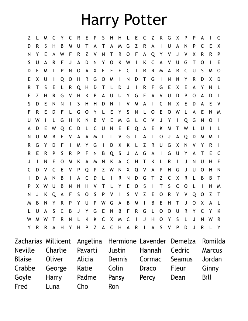 Harry Potter Word Search