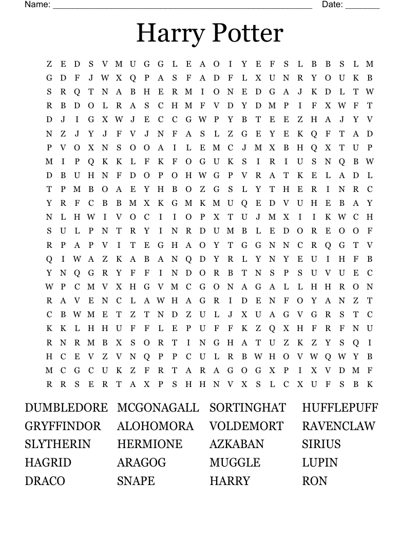 Harry Potter Word Search