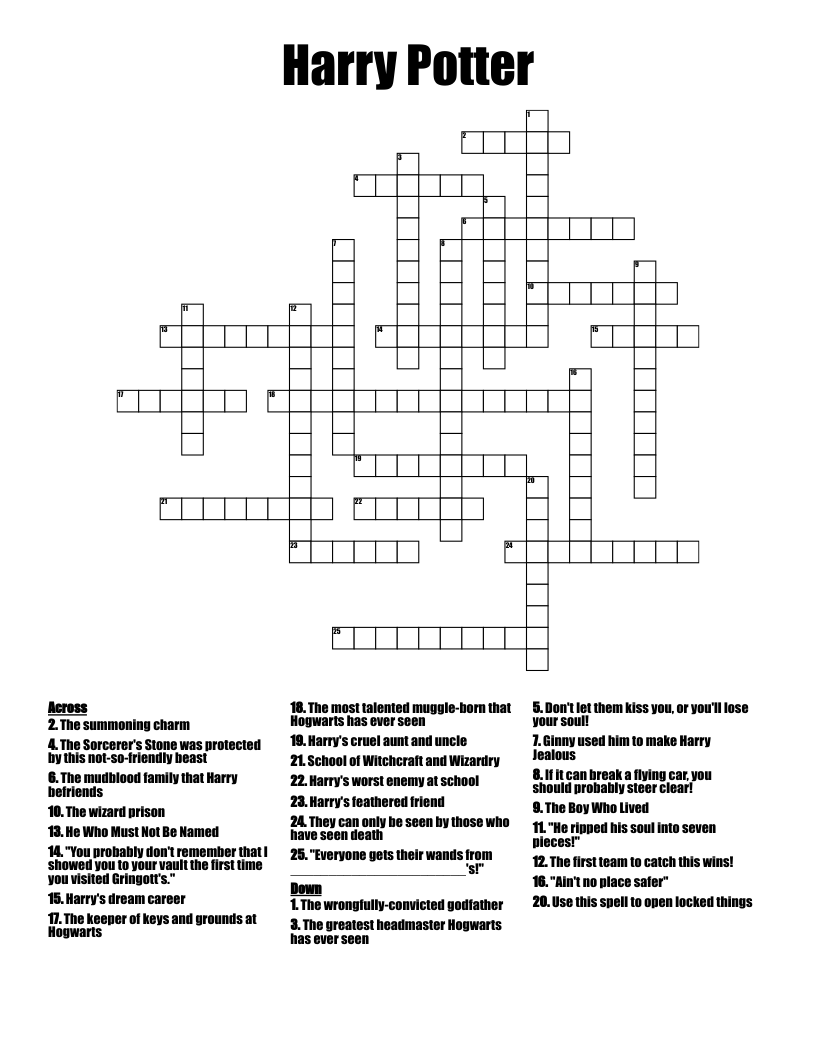 Harry Potter Crossword