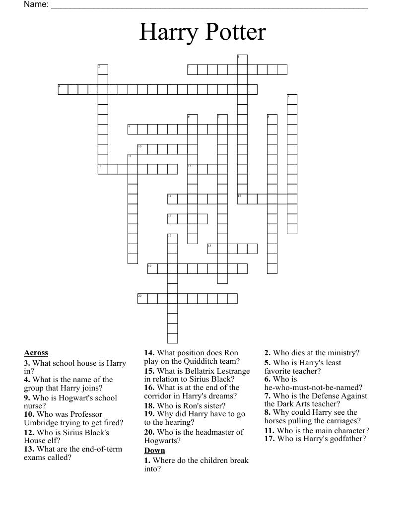 Harry Potter Crossword