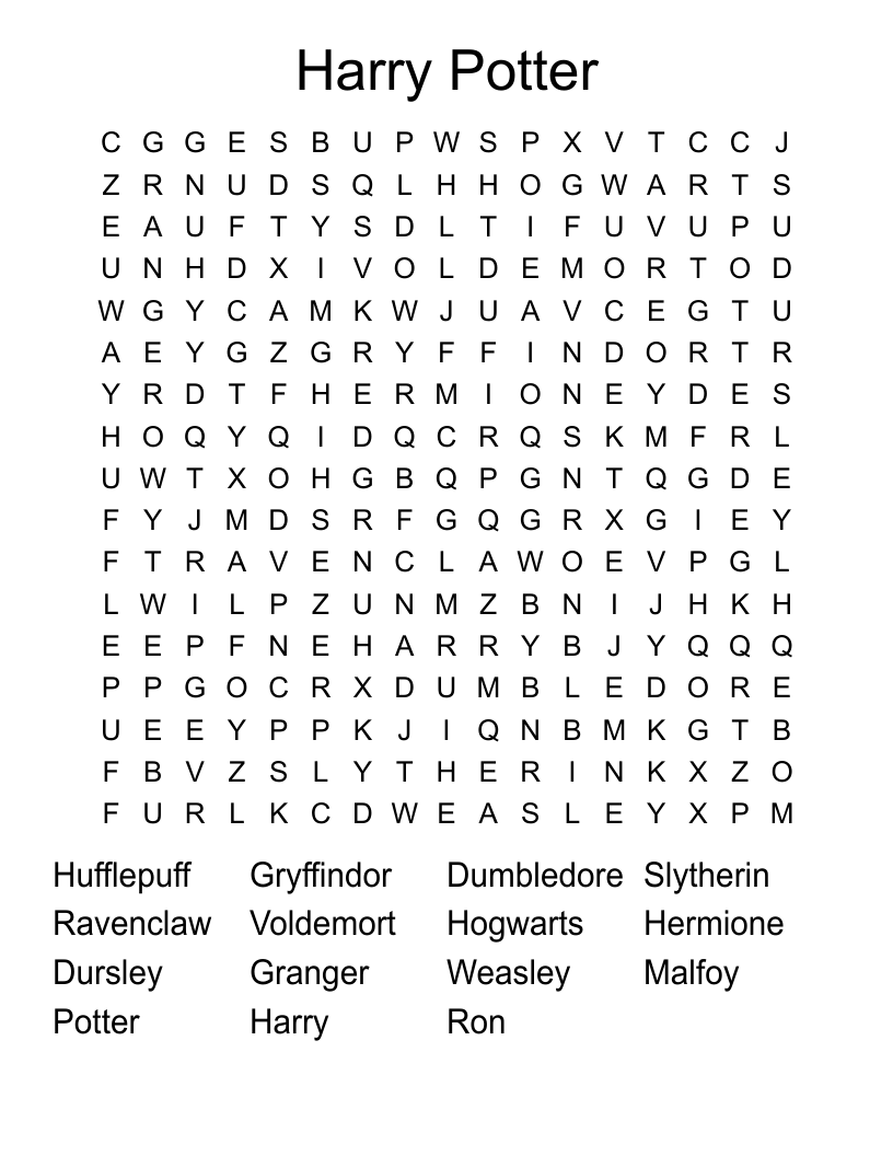 Harry Potter Word Search