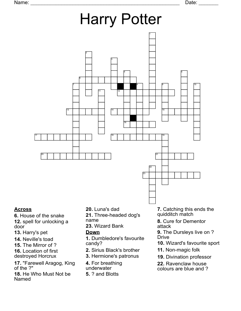Harry Potter Crossword