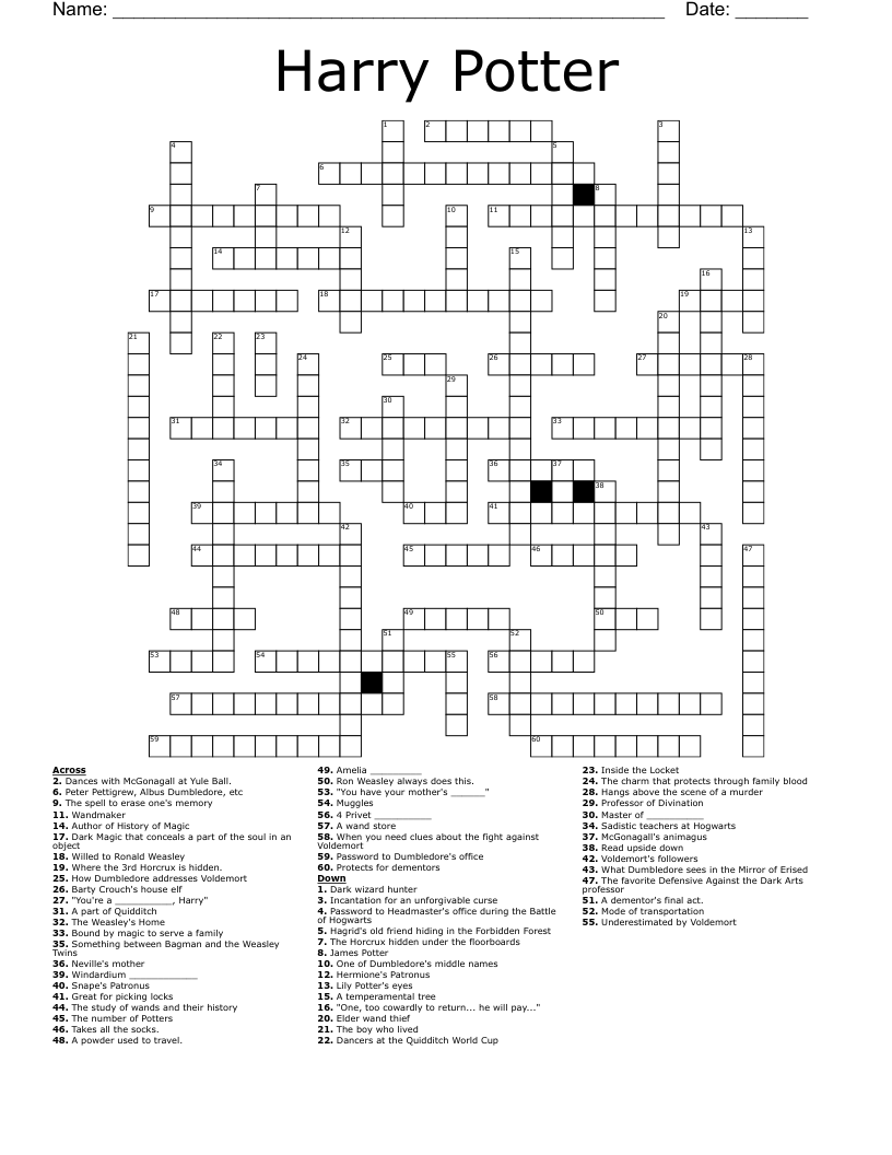Harry Potter Crossword