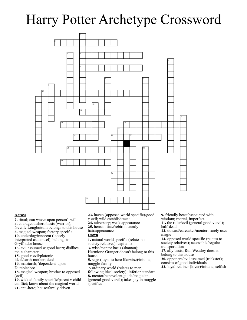 Harry Potter Archetype Crossword