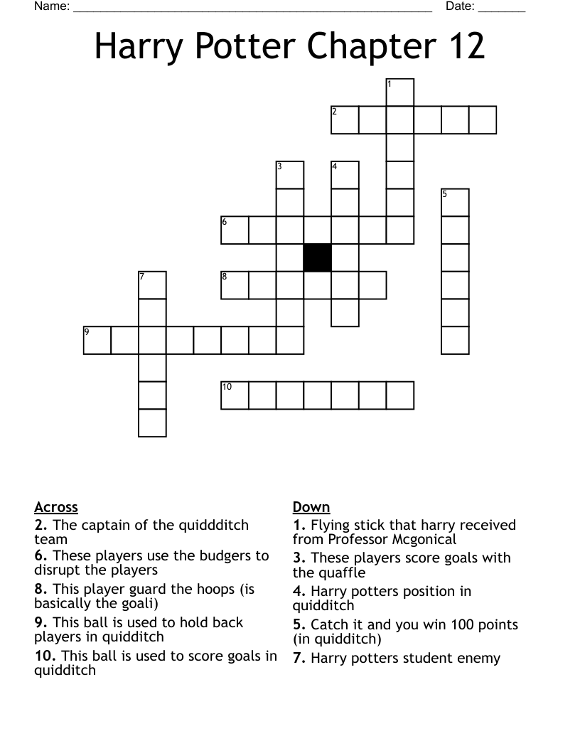 Harry Potter Chapter 12  Crossword