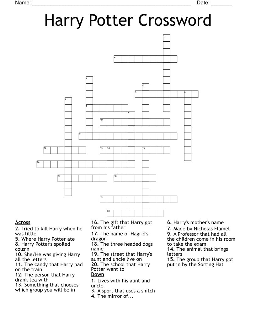 Harry Potter Crossword