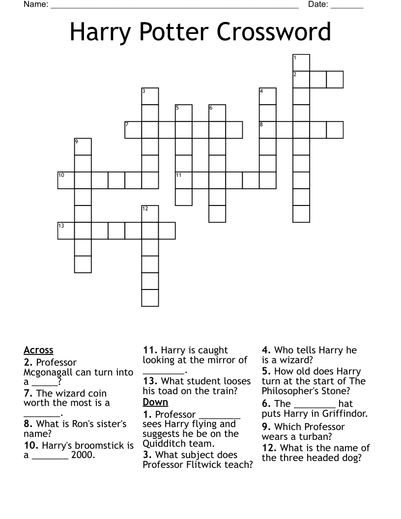 Harry Potter Crossword