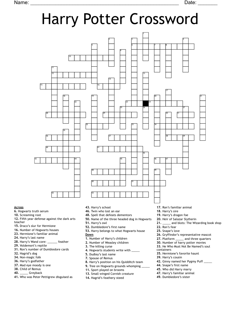Harry Potter Crossword