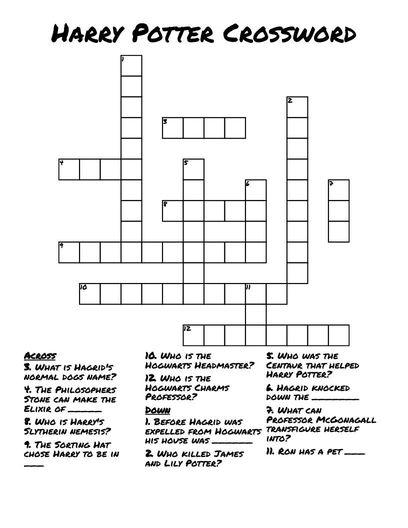 Harry Potter Crossword