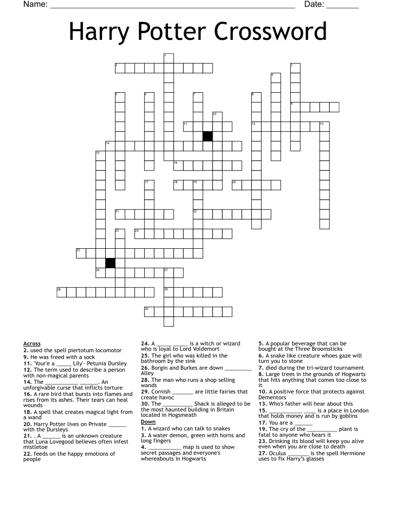 Harry Potter Crossword