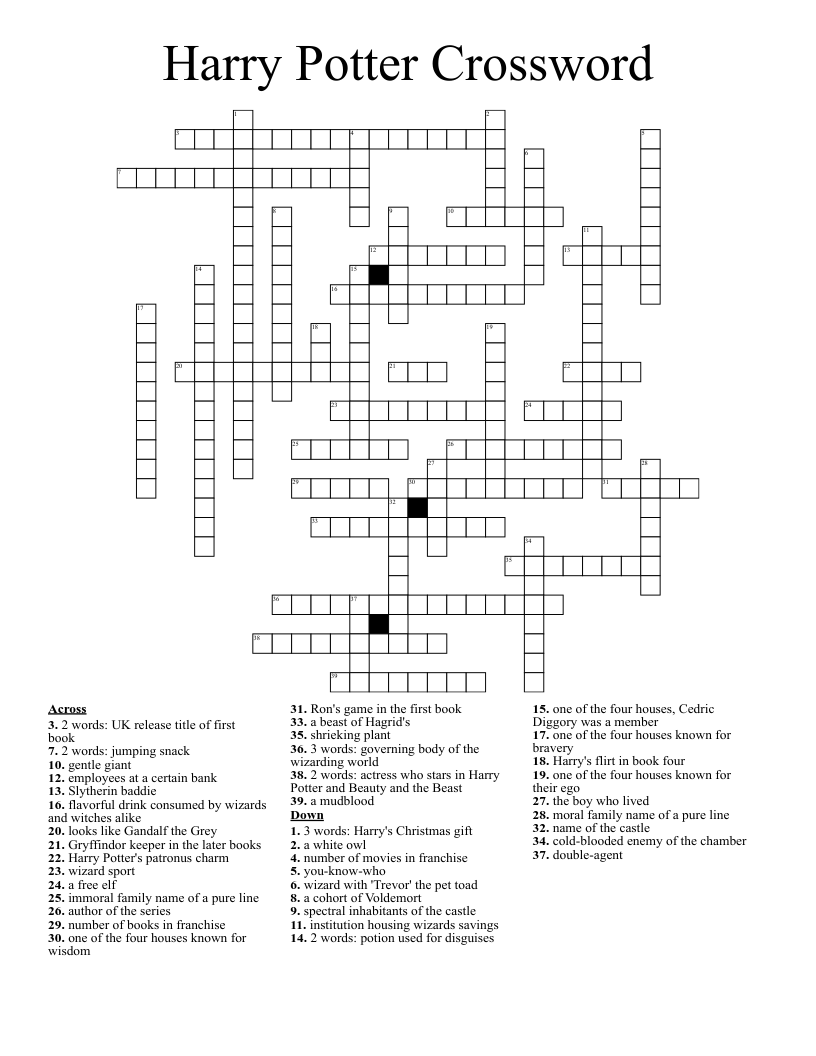 Harry Potter Crossword