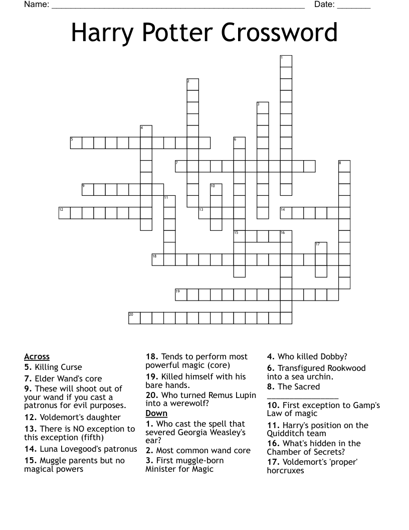 Harry Potter Crossword