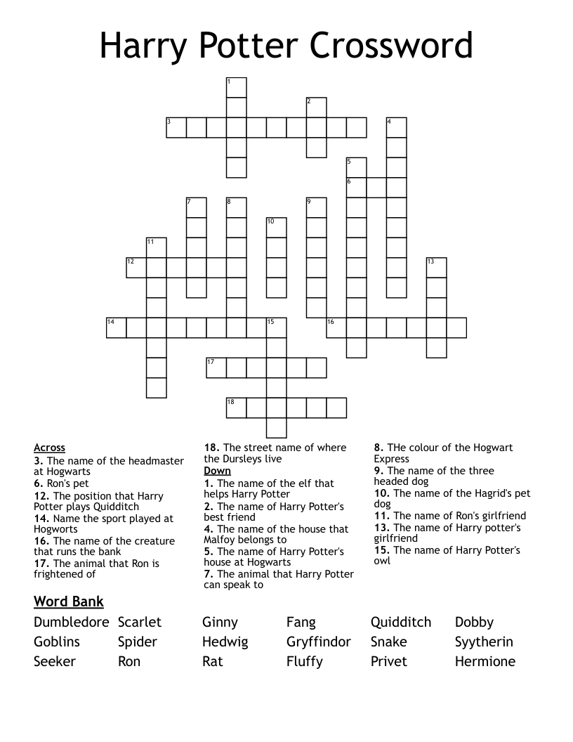 Harry Potter Crossword