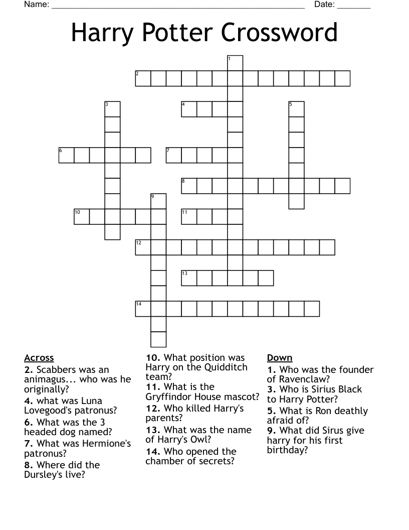 Harry Potter Crossword
