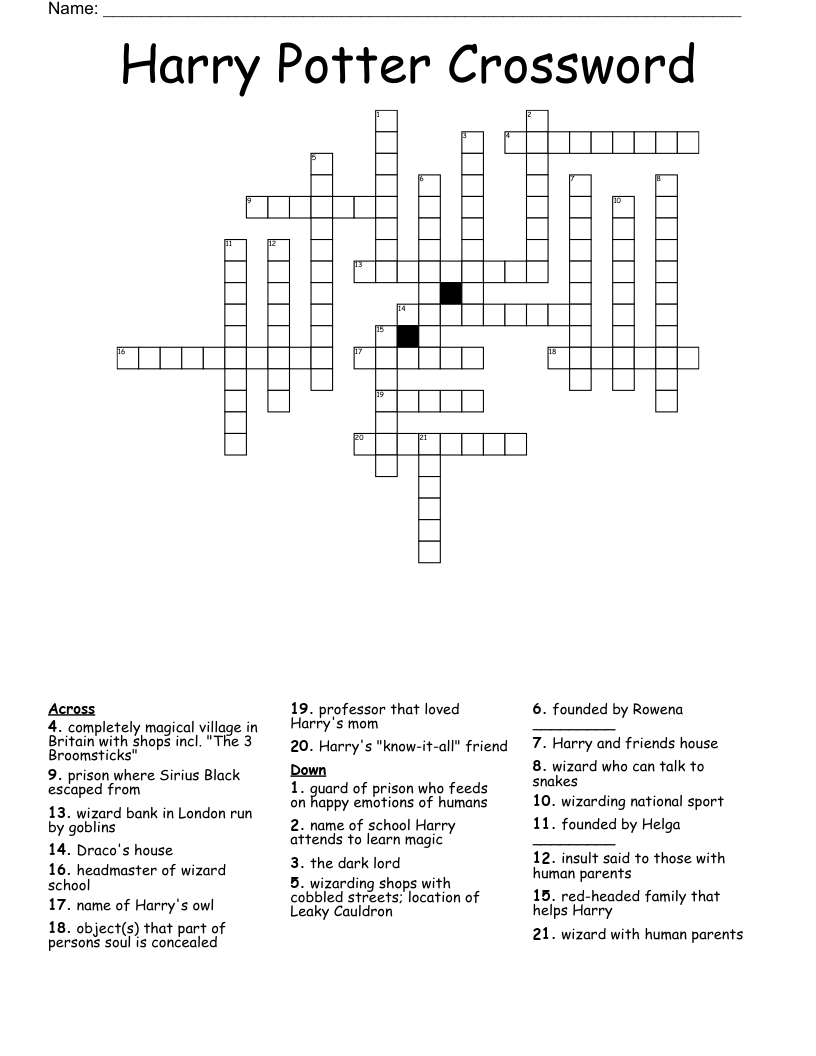 Harry Potter Crossword