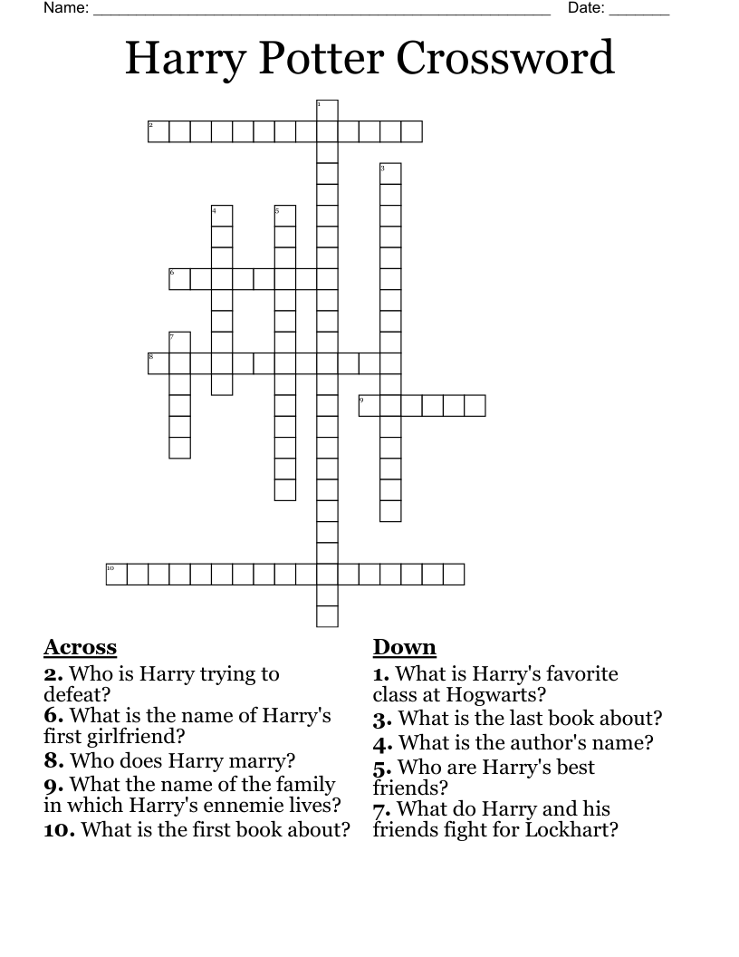 Harry Potter Crossword