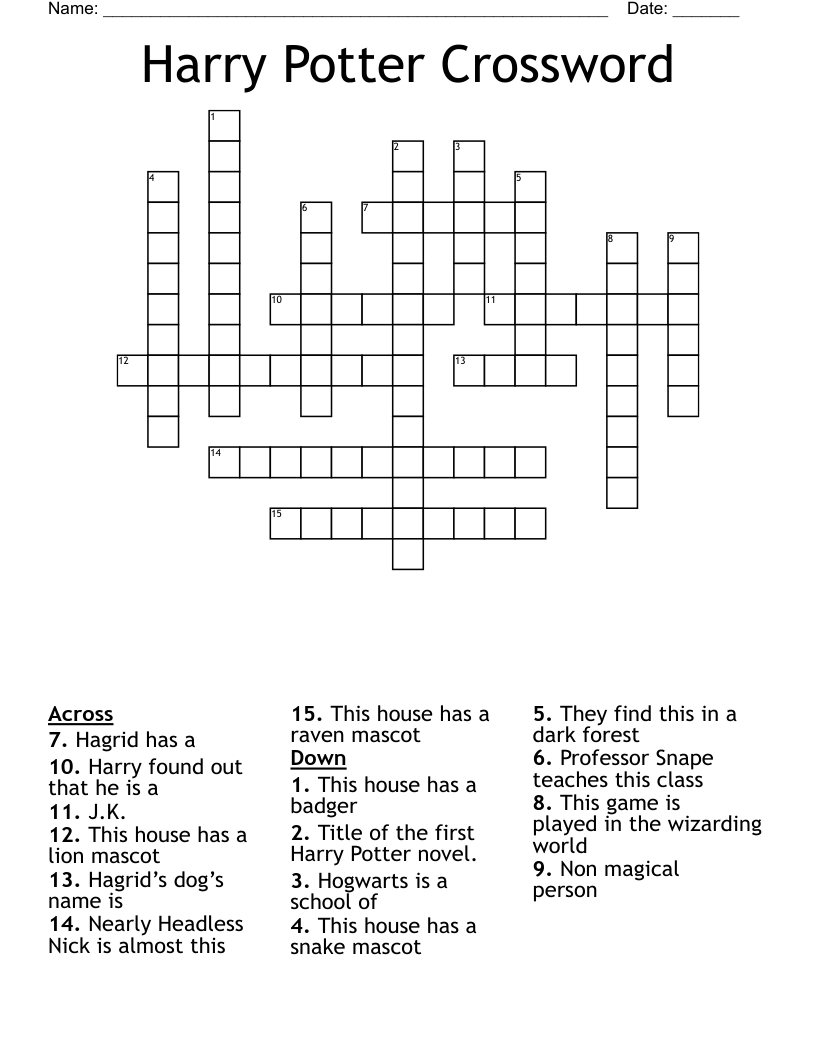 Harry Potter Crossword