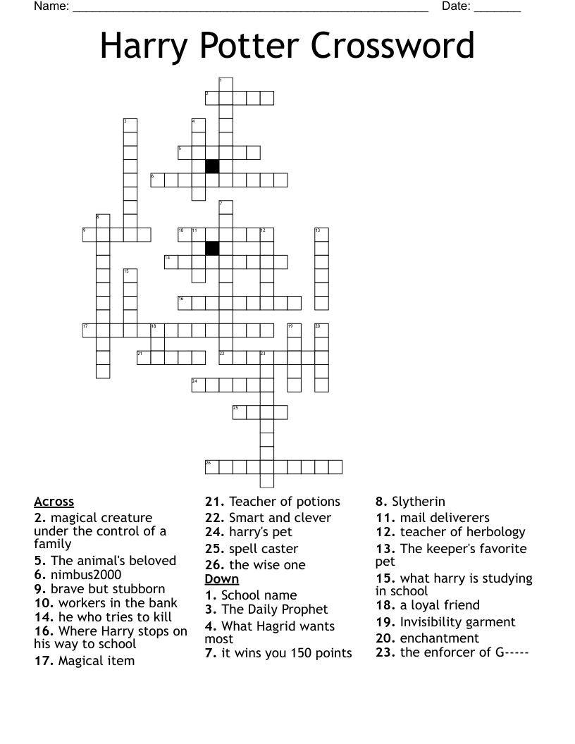 Harry Potter Crossword