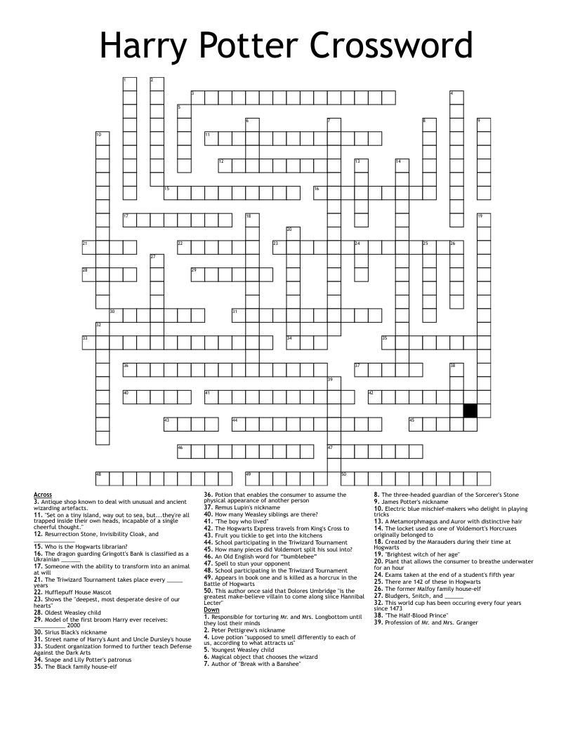 Harry Potter Crossword